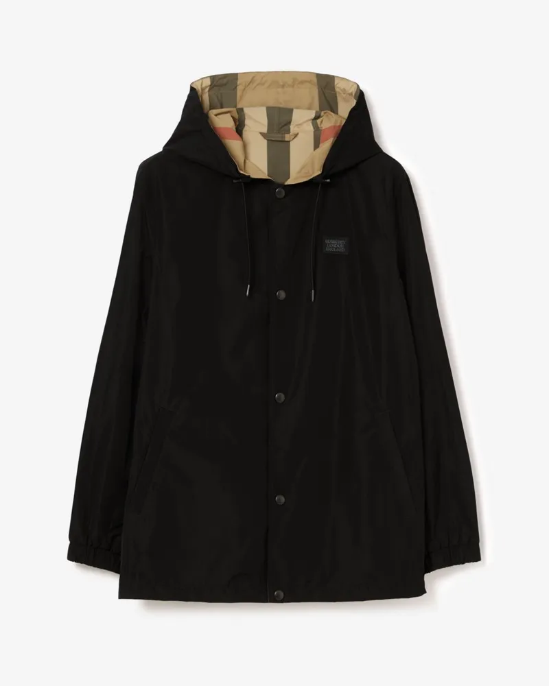 Burberry Wendbare Kapuzenjacke in Check , Size Schwarz