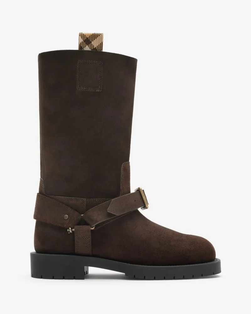 Burberry Weiche Lederstiefel „Saddle“ mit niedrigem Schaft , Size Peat-braun