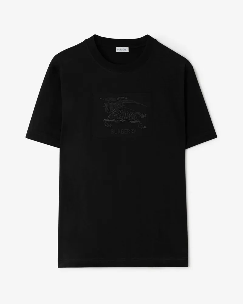 Burberry Baumwoll-T-Shirt mit Knight-Patch , Size Black