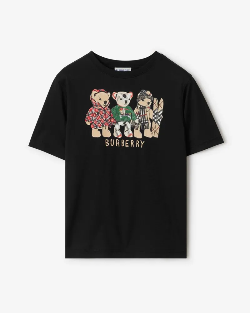 Burberry Baumwoll-T-Shirt mit Thomas Teddybär und Freunden , Size Schwarz