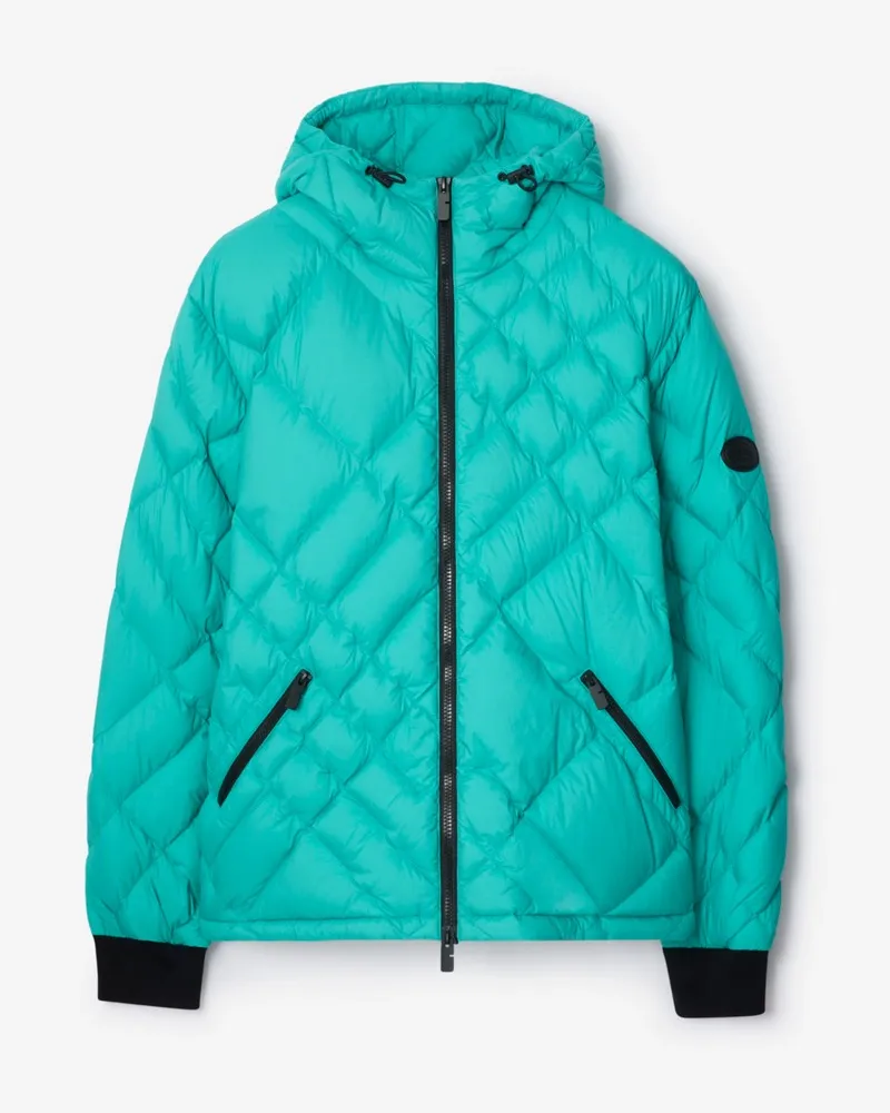 Burberry Wattierte Jacke „Doversgreen“ aus Nylon mit genähtem Karomuster , Size Atom-blau