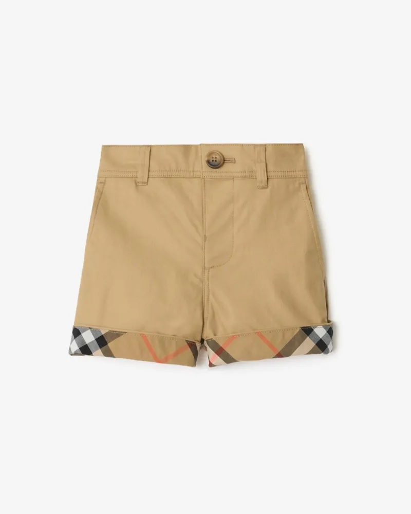 Burberry Baumwollshorts mit Check-Akzent , Size Sand-beige