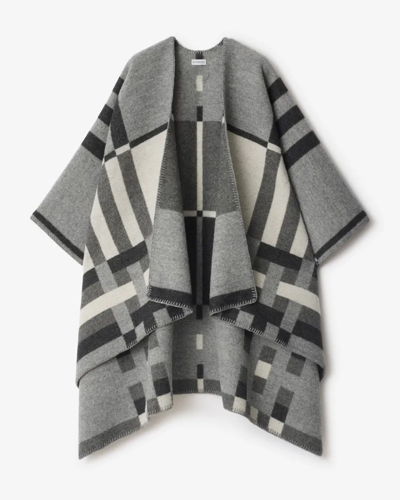Burberry Wollcape in Check im Colour-Blocking-Design Chalk