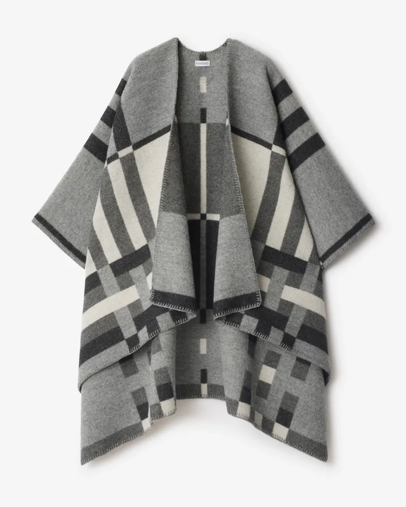 Burberry Wollcape in Check im Colour-Blocking-Design Chalk