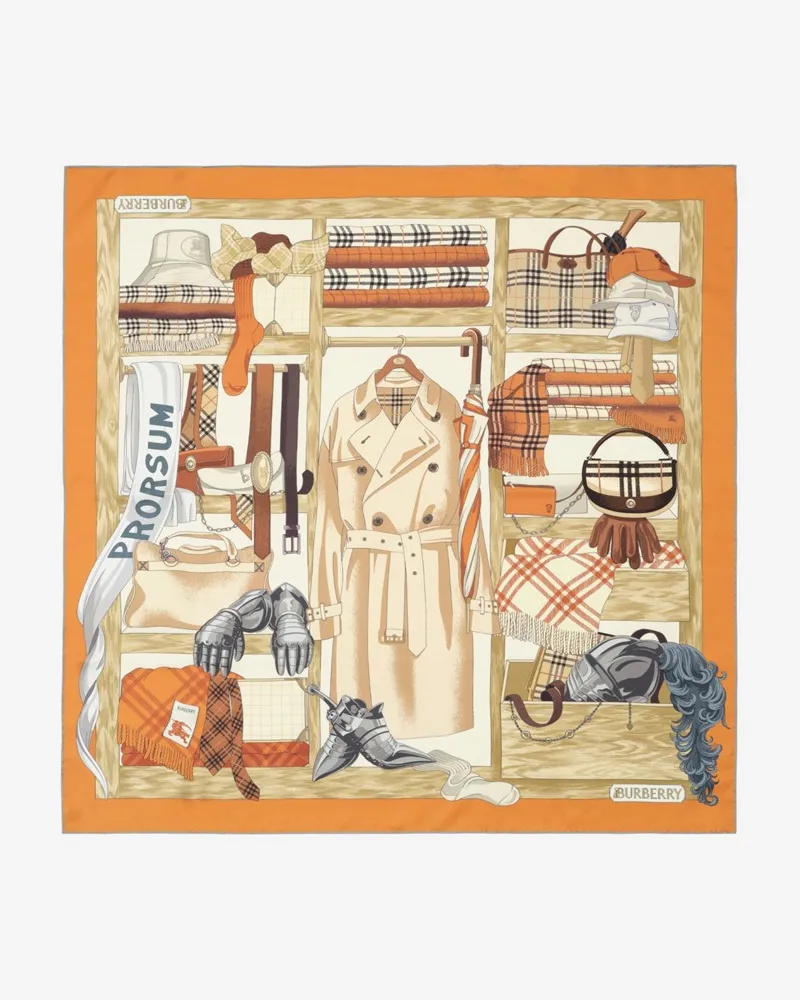 Burberry Seidenschal mit Wardrobe-Motiv Pumpkin