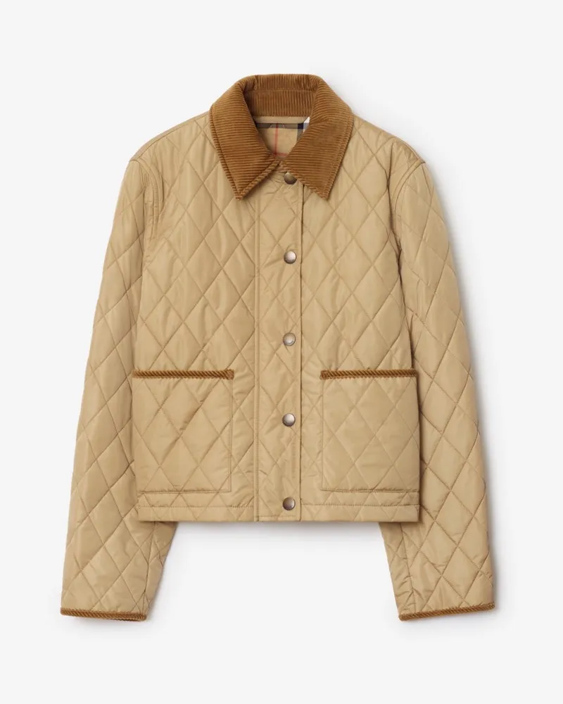 Burberry Cropped-Nylon-Steppjacke , Size Beige