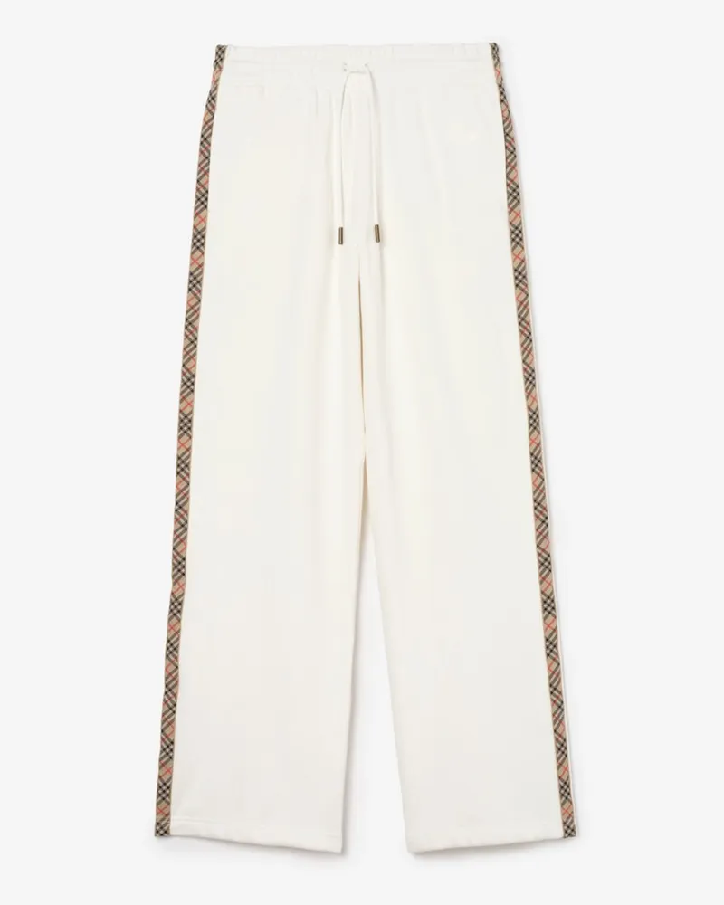 Burberry Baumwoll-Trainingshose mit Check-Besatz , Size Chalk-weiß