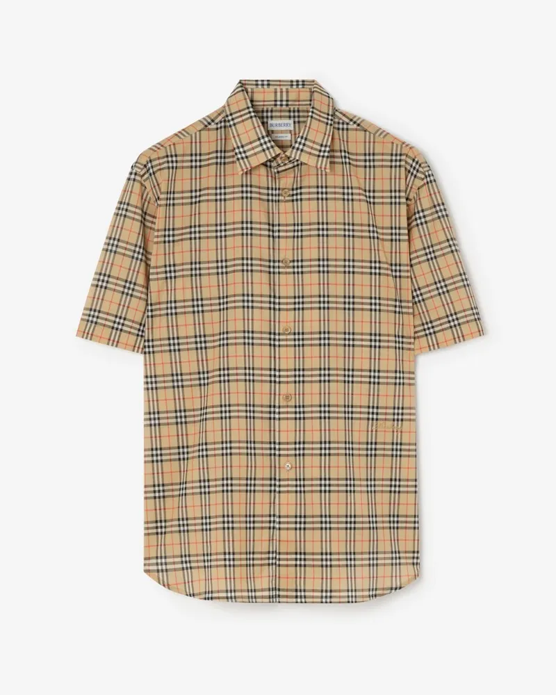 Burberry Legeres Baumwollhemd in Check Sand