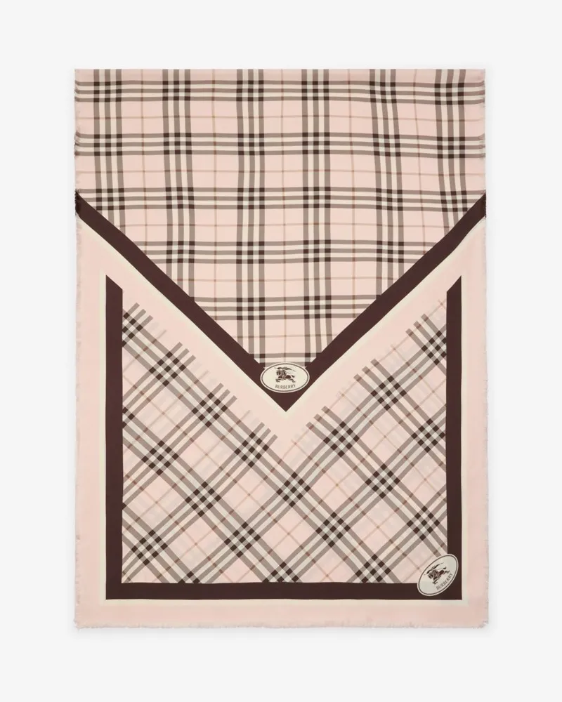 Burberry Seidenschal in Check mit Knight Stamp Bow-rosa