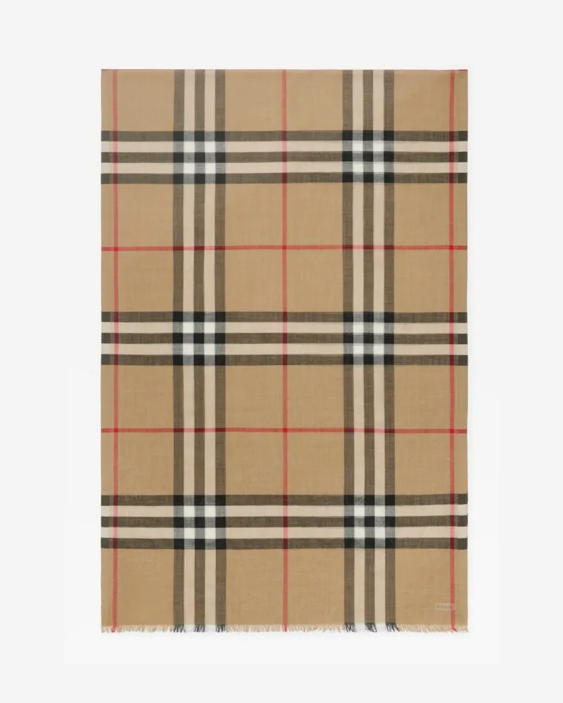 Burberry Schal aus Wolle und Seide in Check Vintage-beige