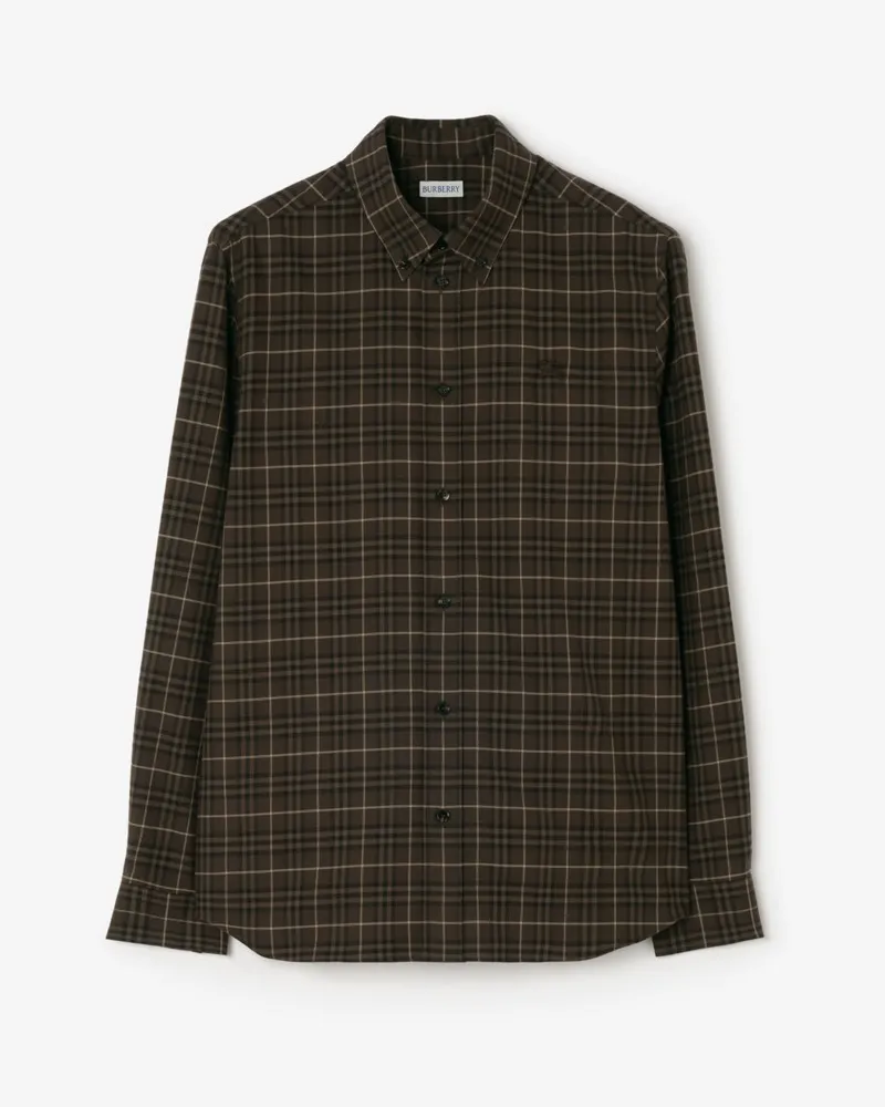 Burberry Legeres Baumwollhemd in Check , Size Sepia-braun