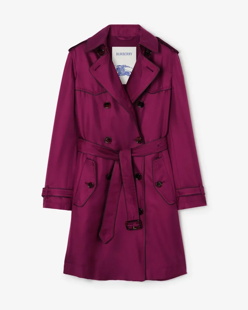 Burberry Langer Seiden-Trenchcoat „Foxfield“ , Size Allium