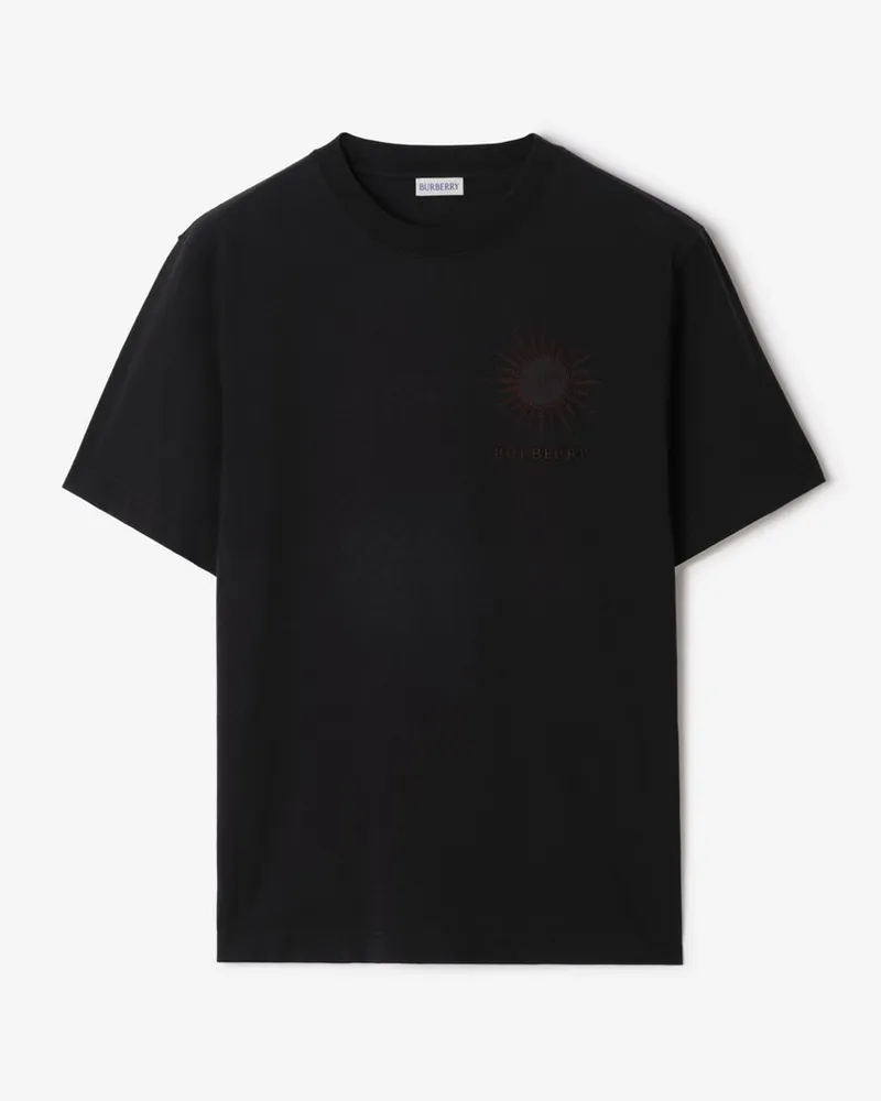 Burberry Baumwoll-T-Shirt mit Sonnenmotiv , Size Black