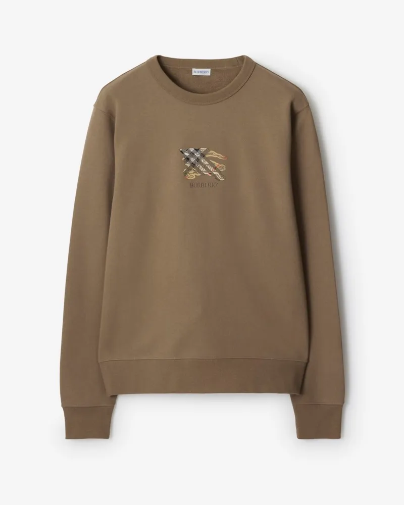 Burberry Baumwollsweatshirt mit EKD-Motiv in Check , Size Clay-braun