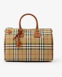 Burberry Mittelgroße Bowlingtasche in Check Vintage-beige