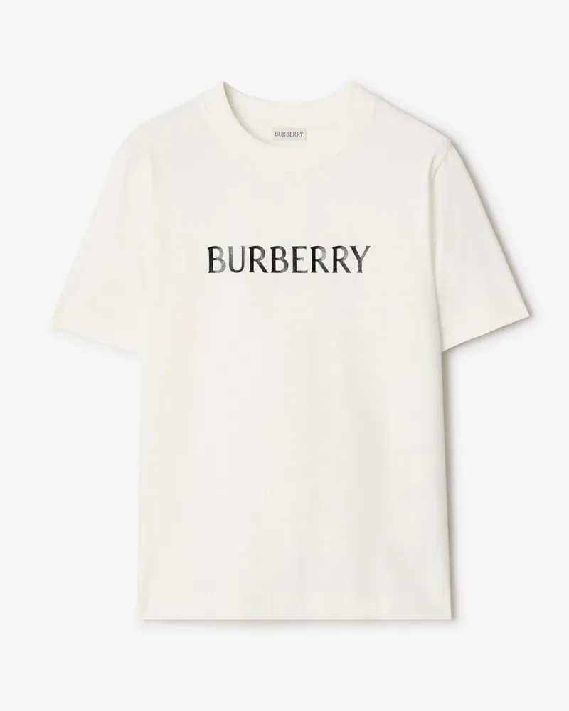 Burberry Baumwoll-T-Shirt mit Logo Chalk-weiß