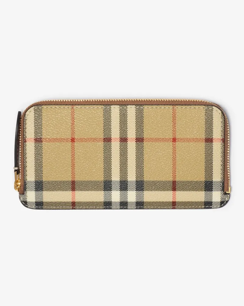 Burberry Großes Kartenetui in Check mit Reißverschluss Vintage-beige