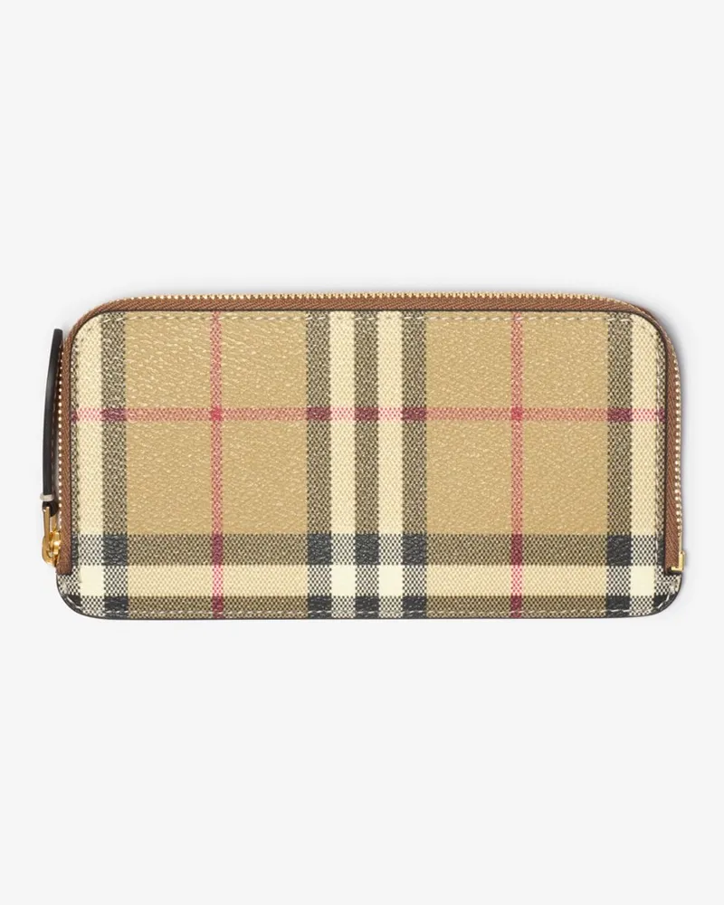 Burberry Großes Kartenetui in Check mit Reißverschluss Vintage-beige
