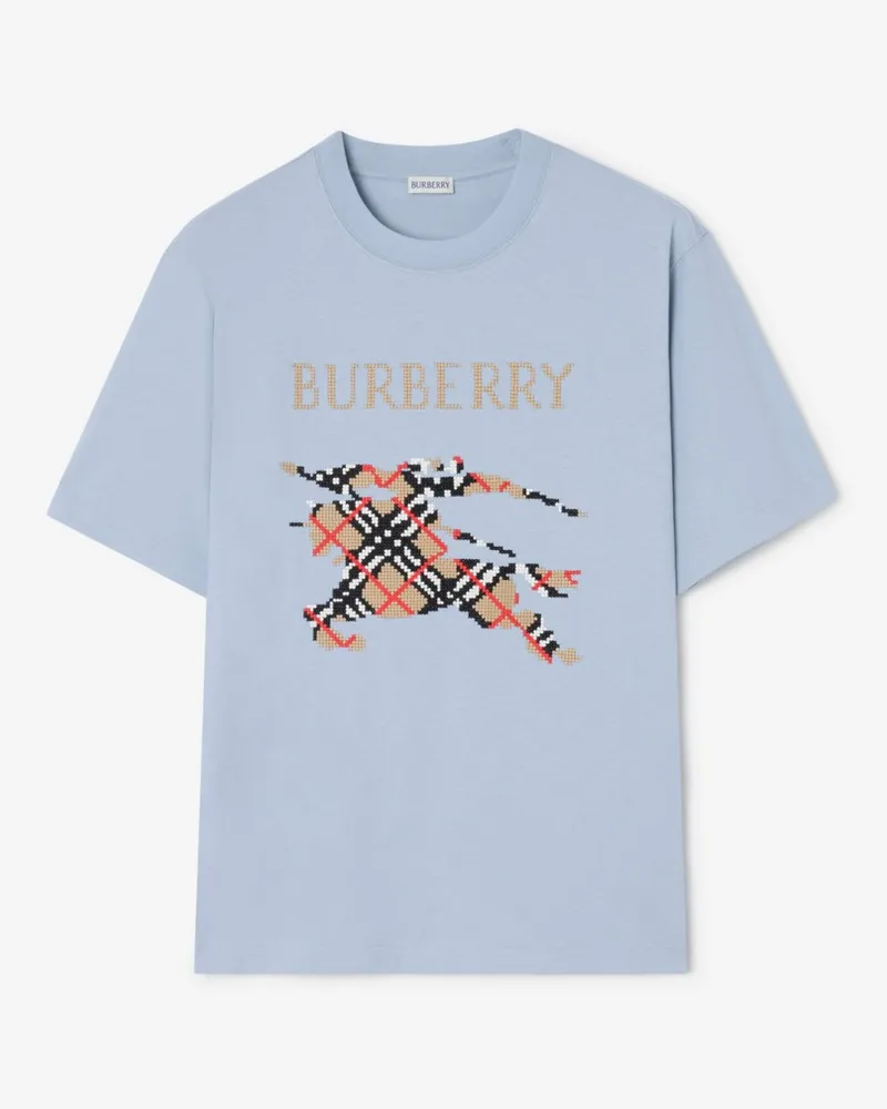 Burberry Baumwoll-T-Shirt mit Knight im Kreuzstich Sunbleached