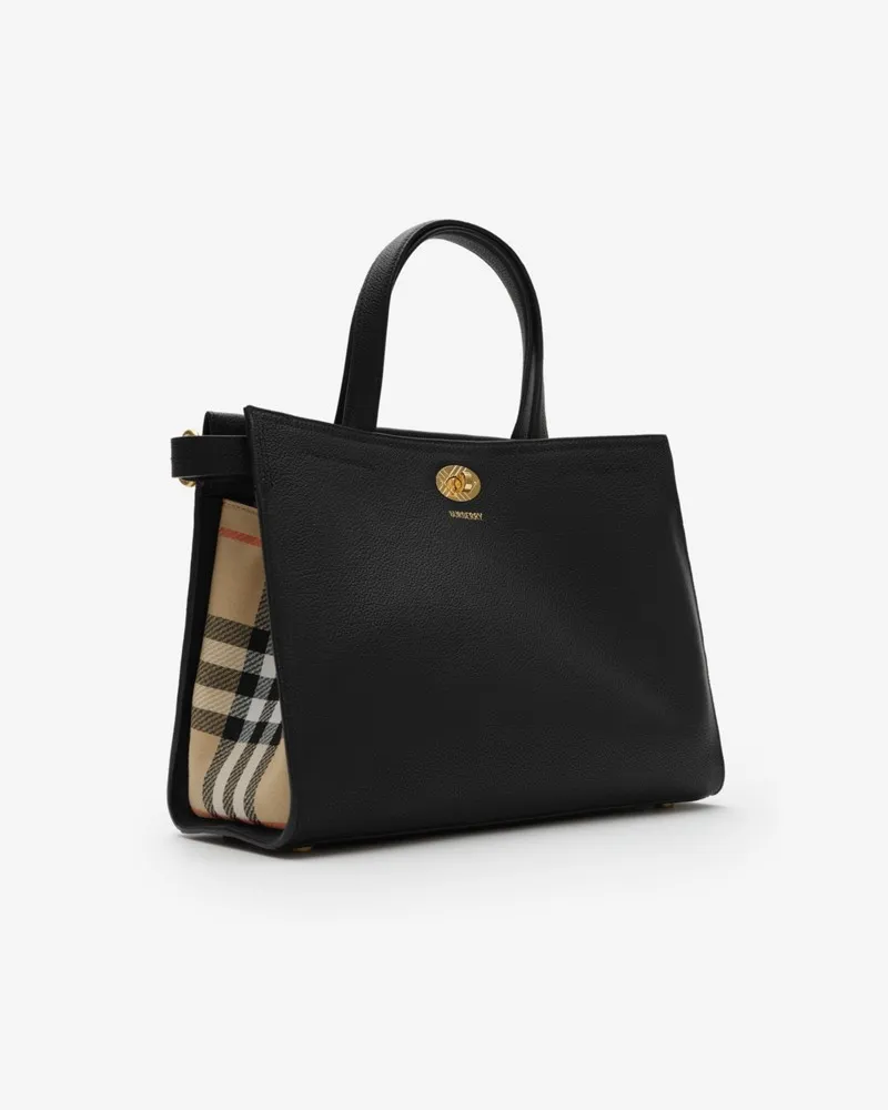 Burberry Kleine Henkeltasche „Cotswolds“ in Check Schwarz