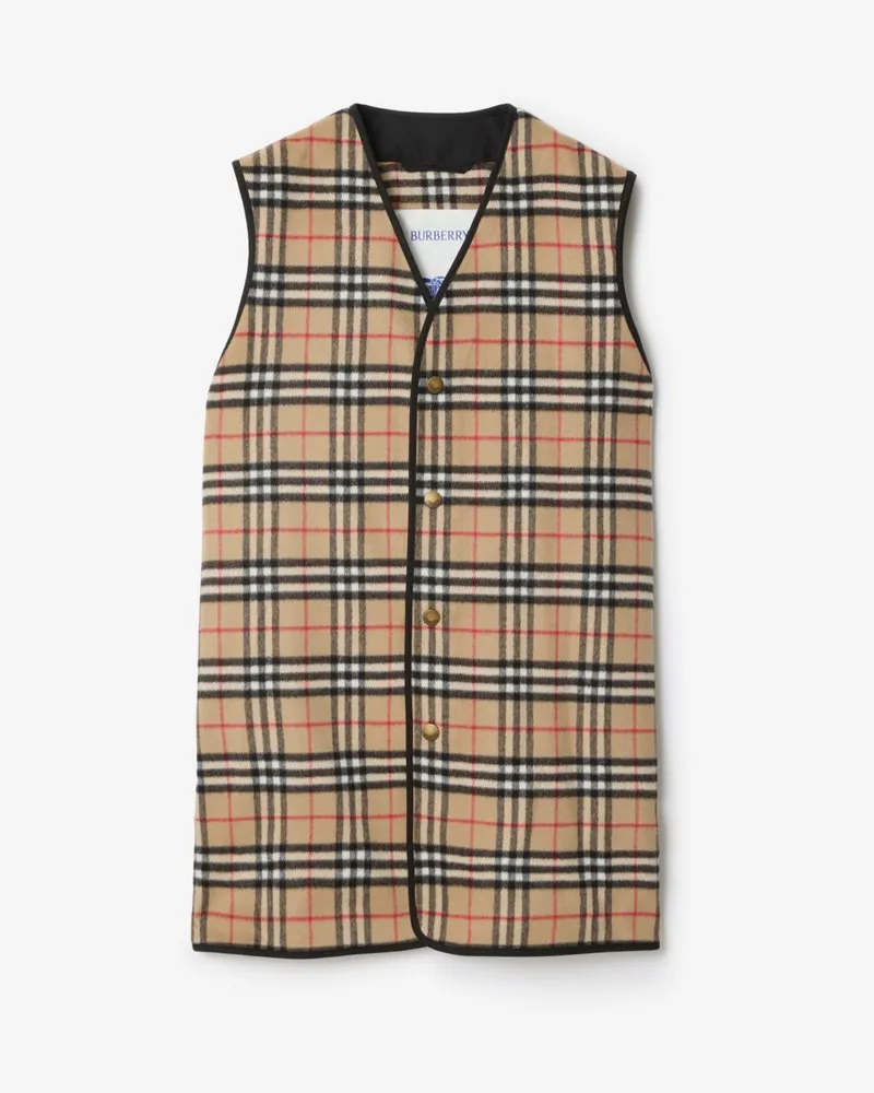 Burberry Herausnehmbares Futter aus Wolle und Kaschmir in Check Vintage-beige