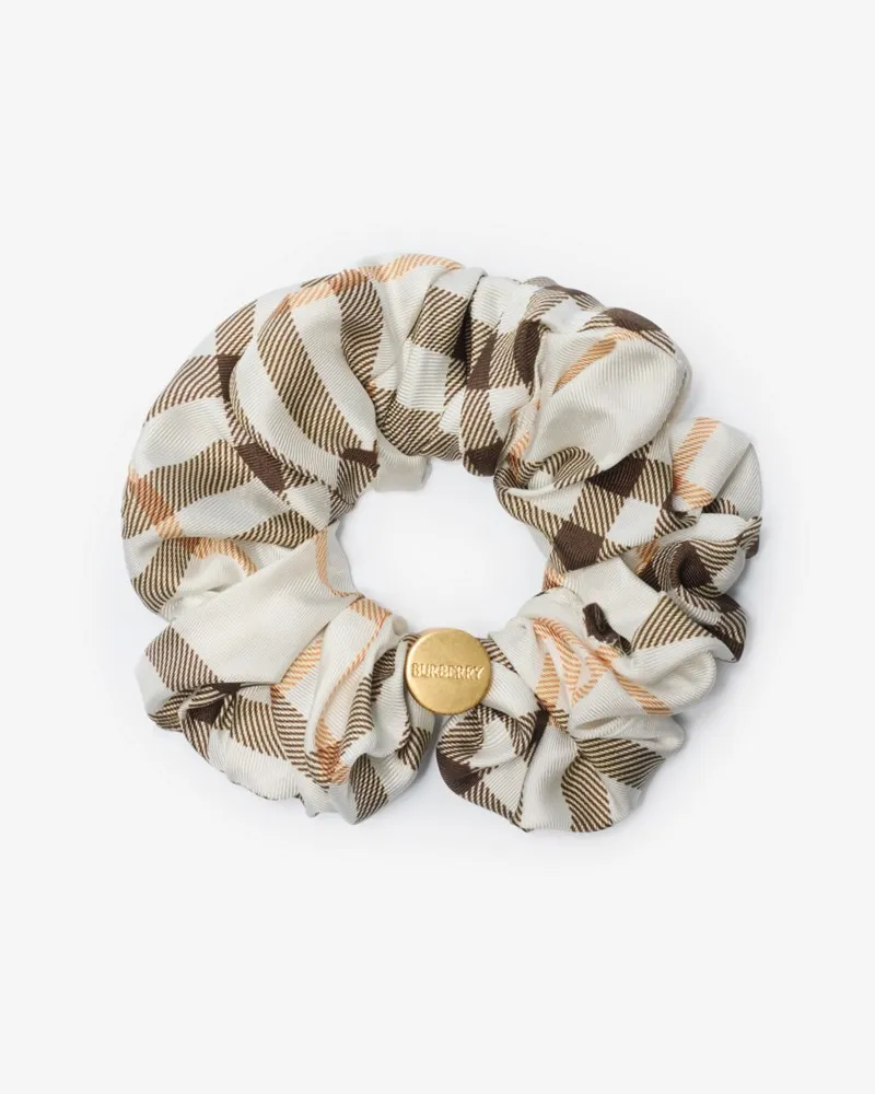 Burberry Seidenscrunchie in Check Pebble-beige