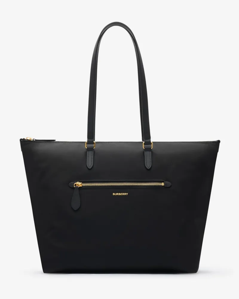 Burberry Henkeltasche aus Nylon mit Reißverschluss Schwarz