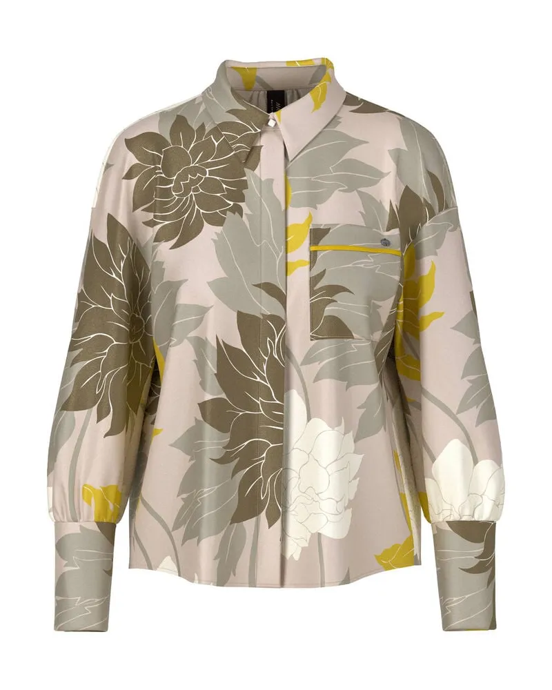 Marc Cain Damen Bluse aus Seidenmischung Perle