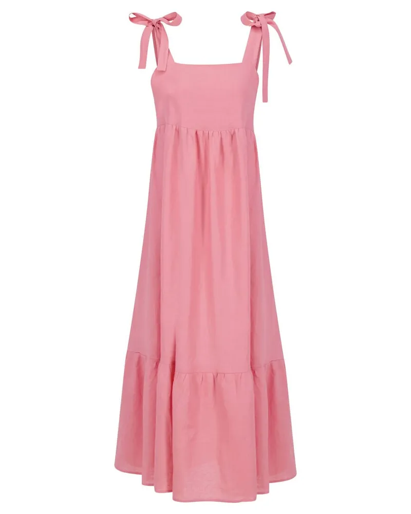 Rossana Diva Damen Trägerkleid aus Leinen Rose