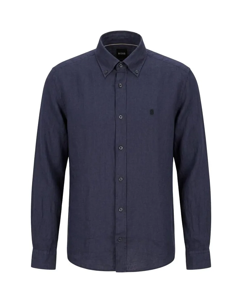 HUGO BOSS Herren Hemd H-LIAM Regular Fit Marine