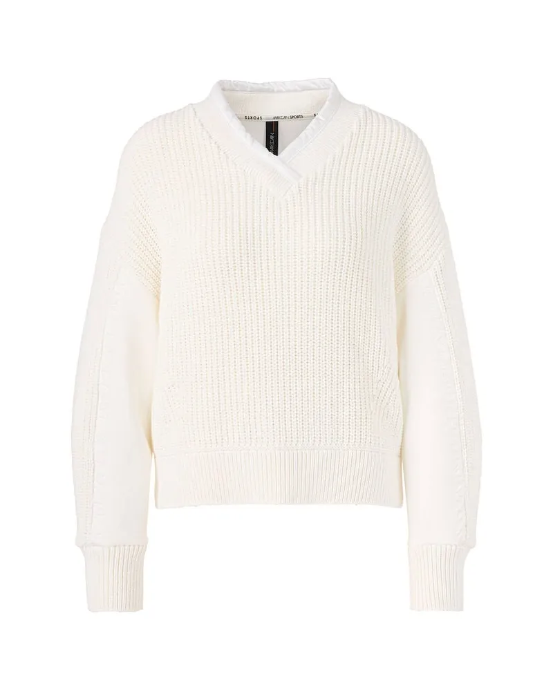 Marc Cain Damen Strickpullover mit Bio-Baumwolle Weiss