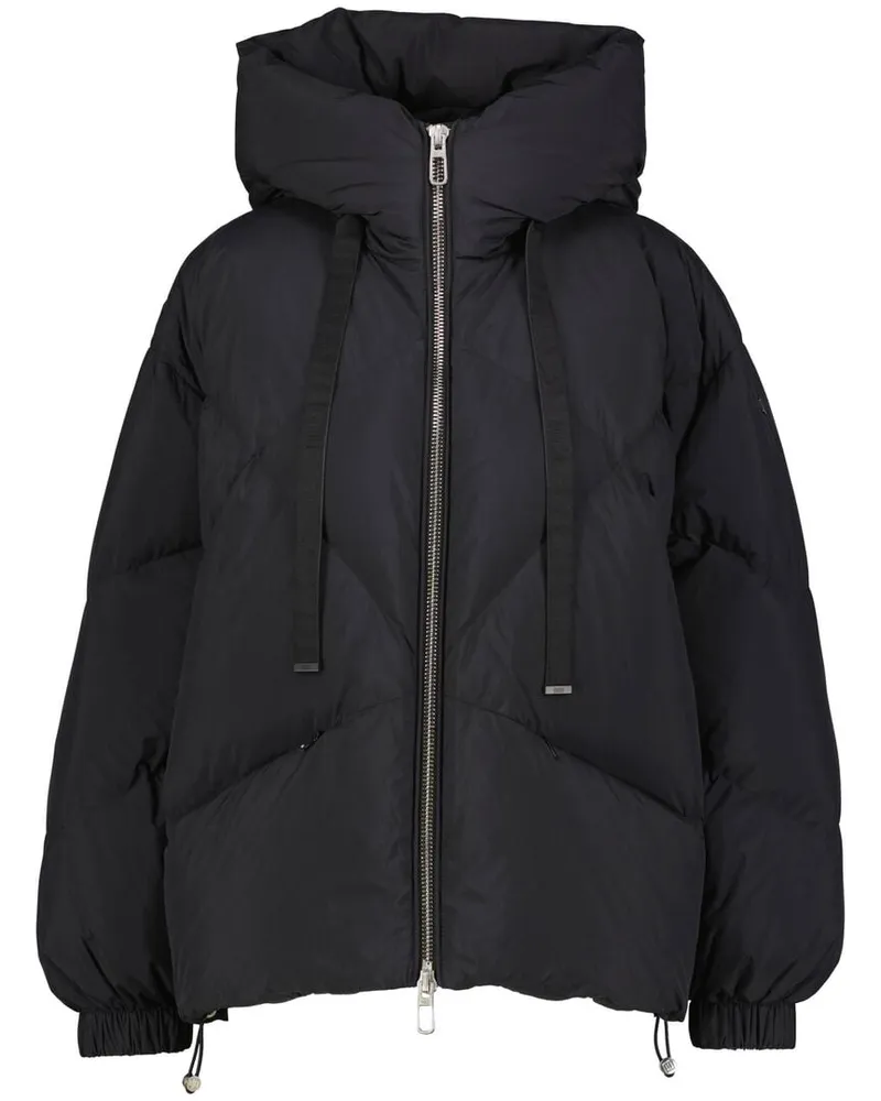 DUNO Damen Daunenjacke mit Kapuze Schwarz
