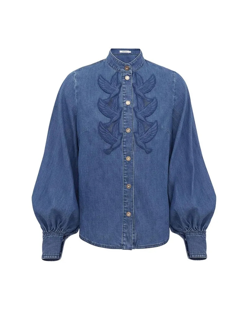 Zimmermann Damen Bluse aus Denim Blau