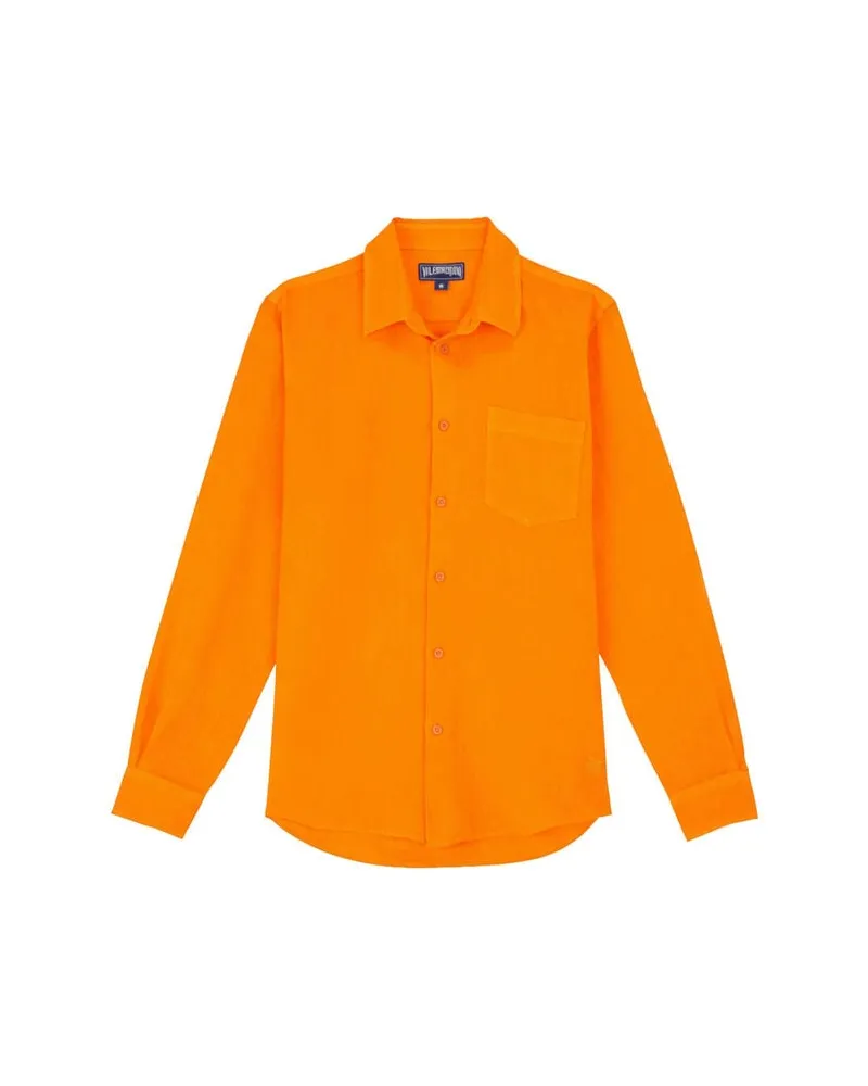 Vilebrequin Herren Leinenhemd CAROUBIS Orange