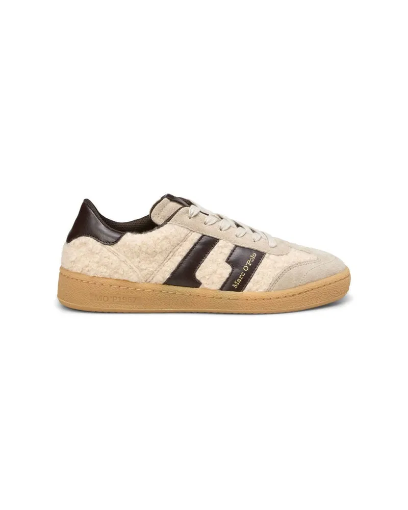 Marc O'Polo Damen Sneaker aus Leder und Kunstfell Dunkelbraun