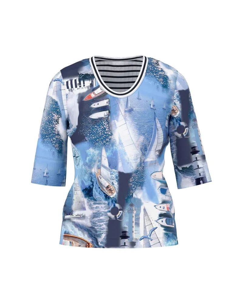 Marc Cain Damen T-Shirt aus Baumwoll-Mix Marine