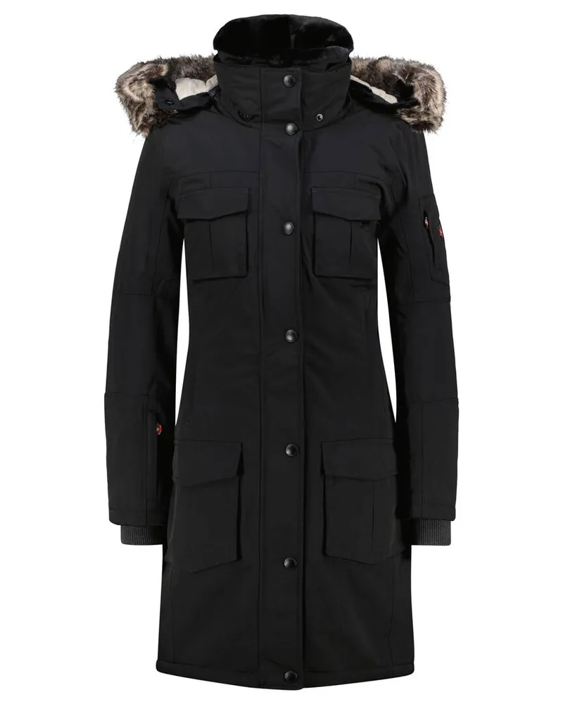 Wellensteyn Damen Winterjacke SCHNEEZAUBER lang Schwarz