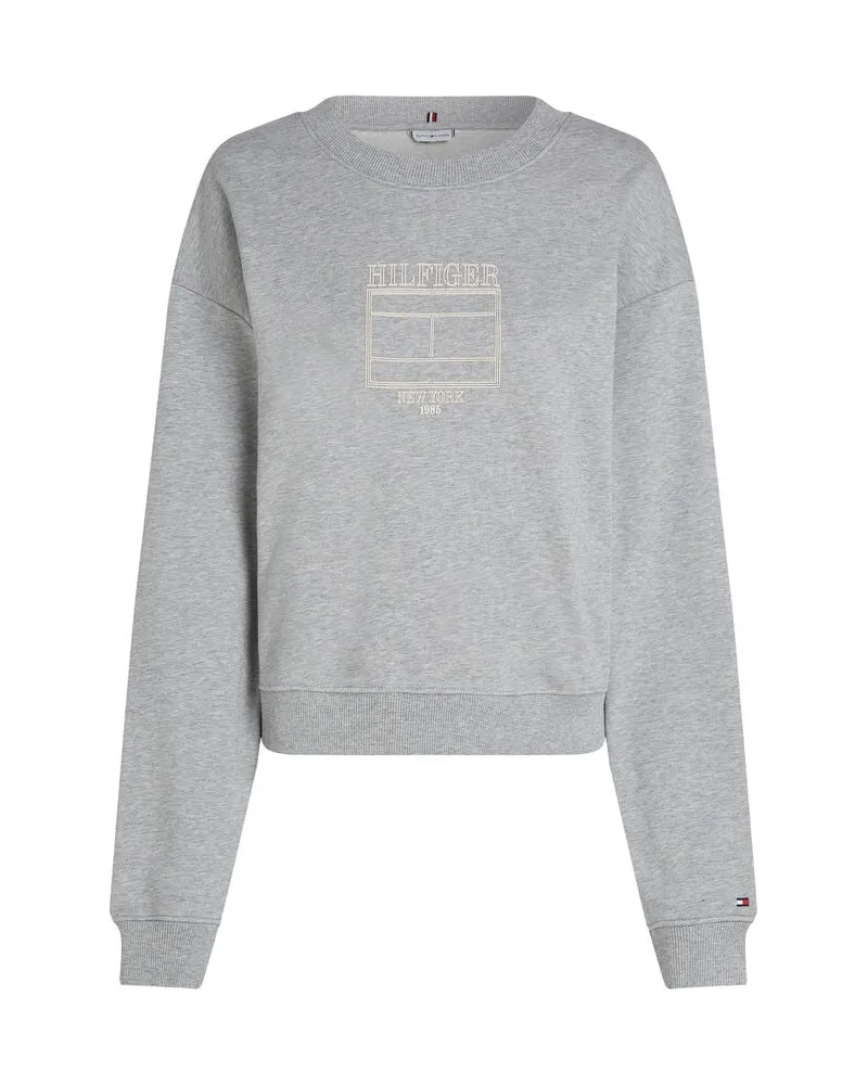 Tommy Hilfiger Damen Sweatshirt BOXY OUTLINE FLAG Relaxed Fit Grau