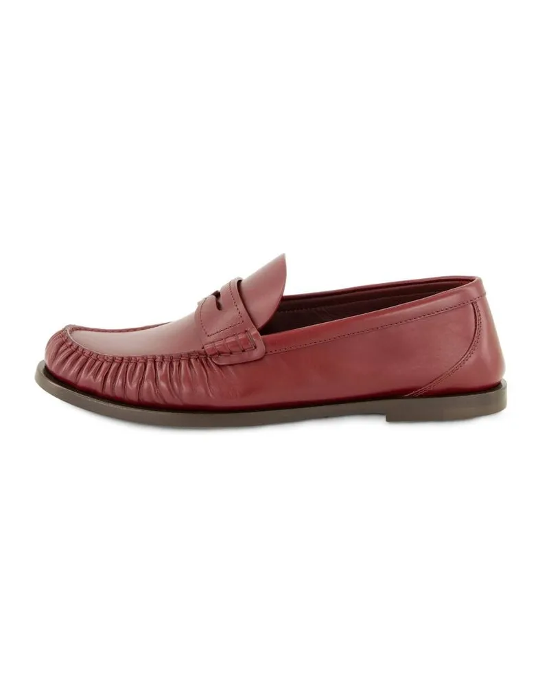 Saint Laurent Damen Penny Loafer aus Leder Bordeaux
