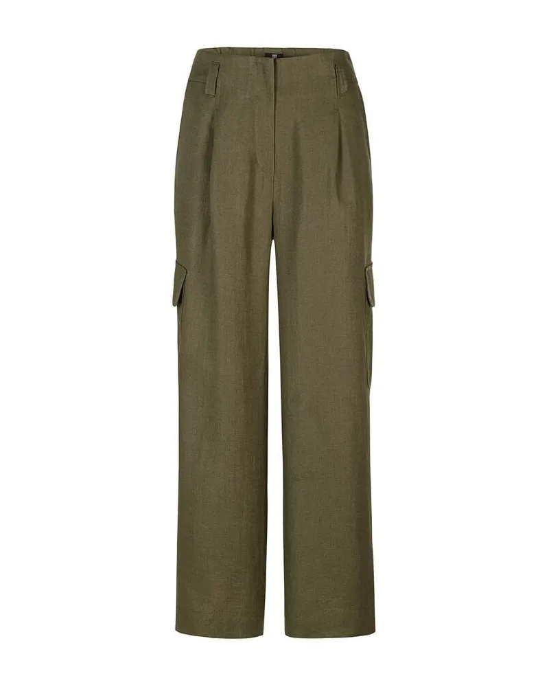 Riani Damen Cargohose aus Leinen Wide Fit Oliv