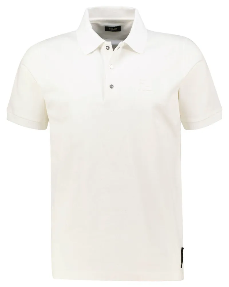 Fendi Herren Poloshirt mit geprägtem Logo Weiss