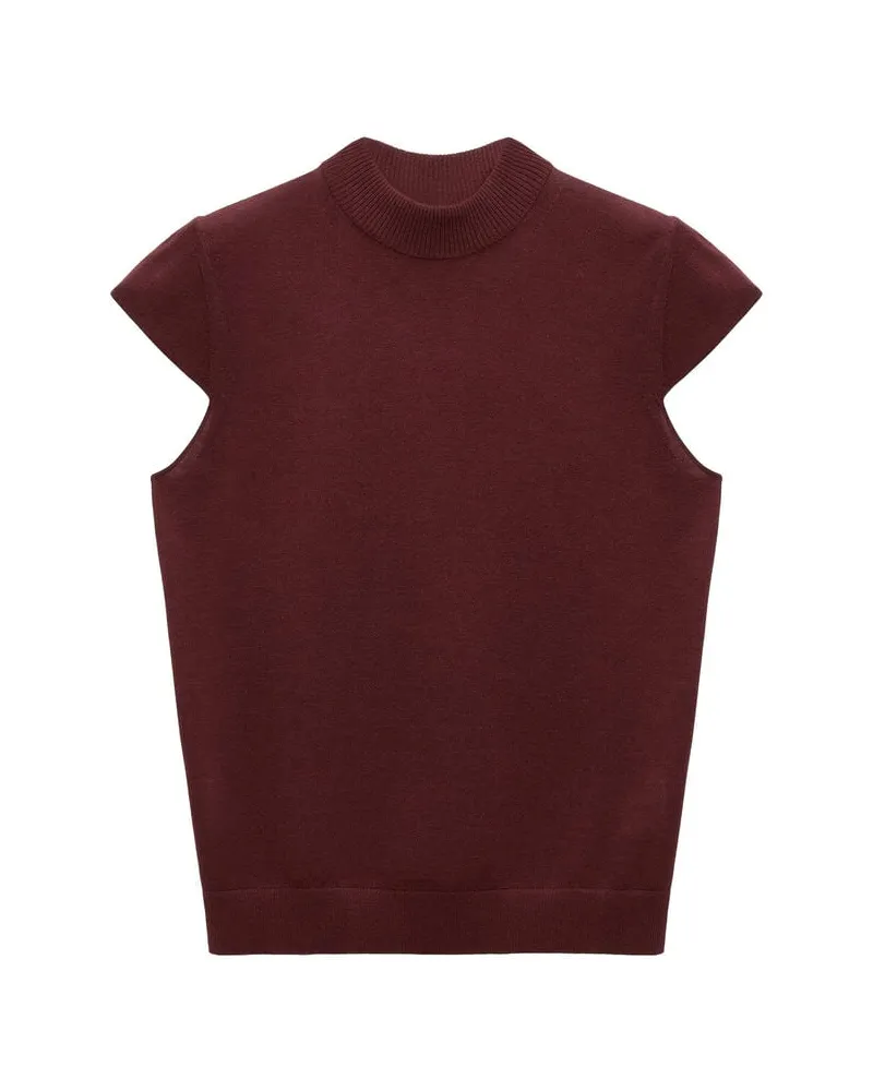 Dorothee Schumacher Damen Kurzarm-Strickpullover aus Schurwolle mit Seide ESSENTIAL EASE Braun