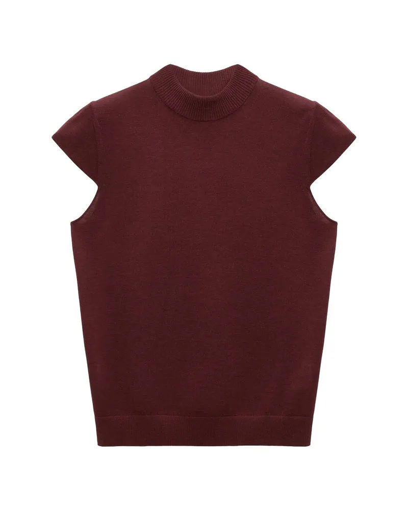 Dorothee Schumacher Damen Kurzarm-Strickpullover aus Schurwolle mit Seide ESSENTIAL EASE Braun