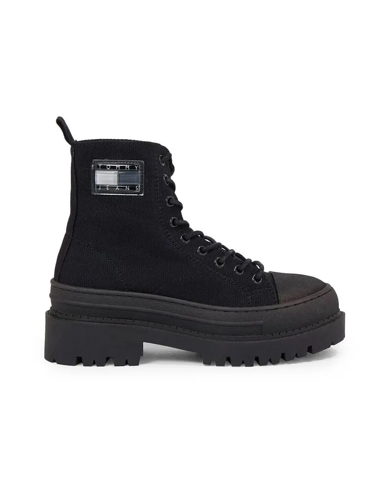 Tommy Hilfiger Damen Boots FOXING CANVAS BOOT Schwarz