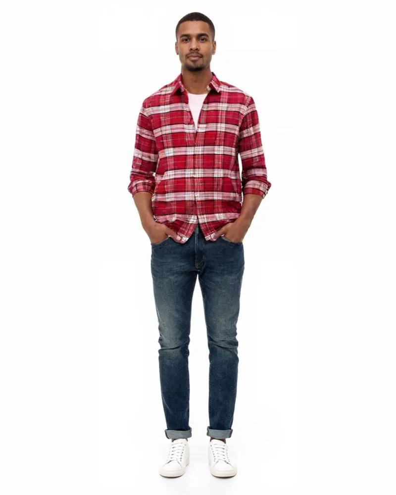 Tommy Hilfiger Herren Hemd TJM REG FLANNEL CHECK SHIRT Regular Fit Rot