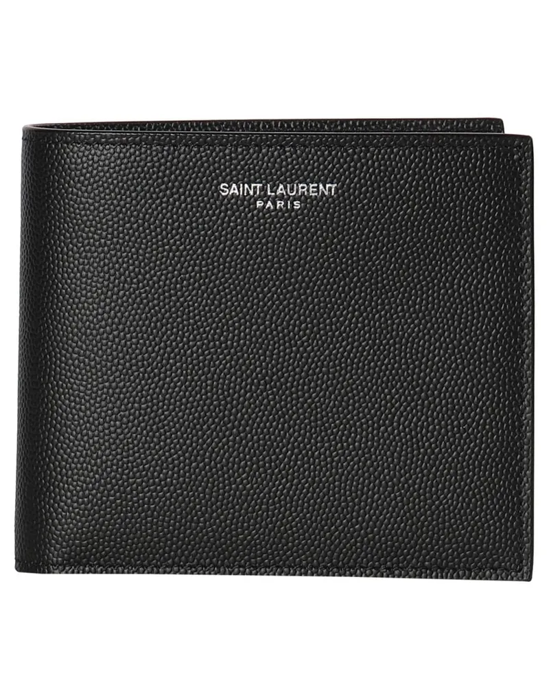 Saint Laurent Herren Portemonnaie aus Leder mit Grain de Poudre-Prägung Schwarz
