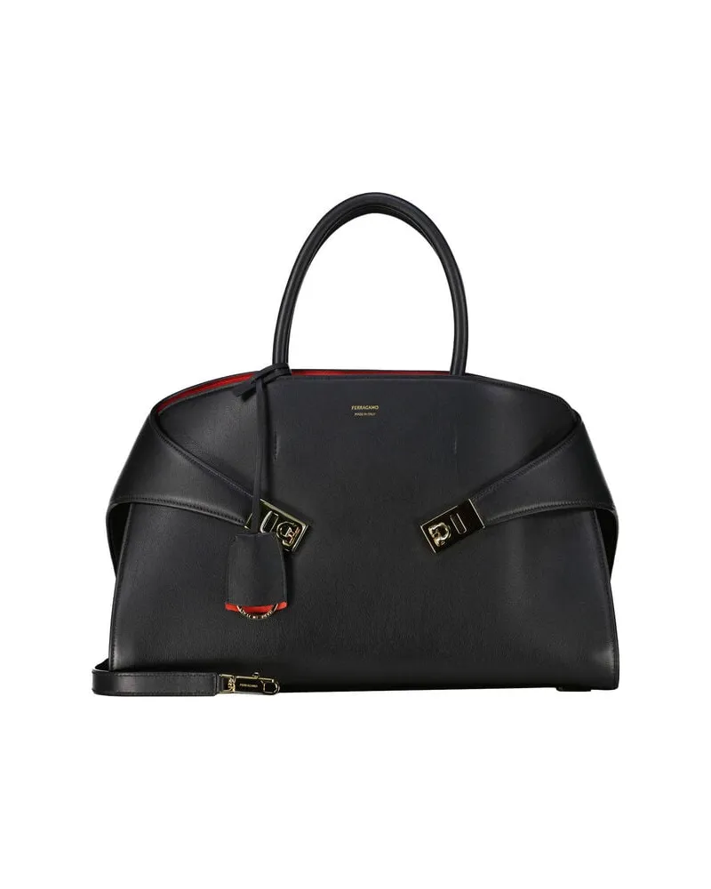 Ferragamo Damen Shopper HUG SOFT M Schwarz