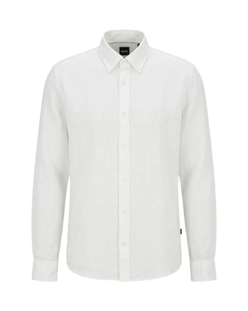 HUGO BOSS Herren Hemd H-LIAM Regular Fit Weiss