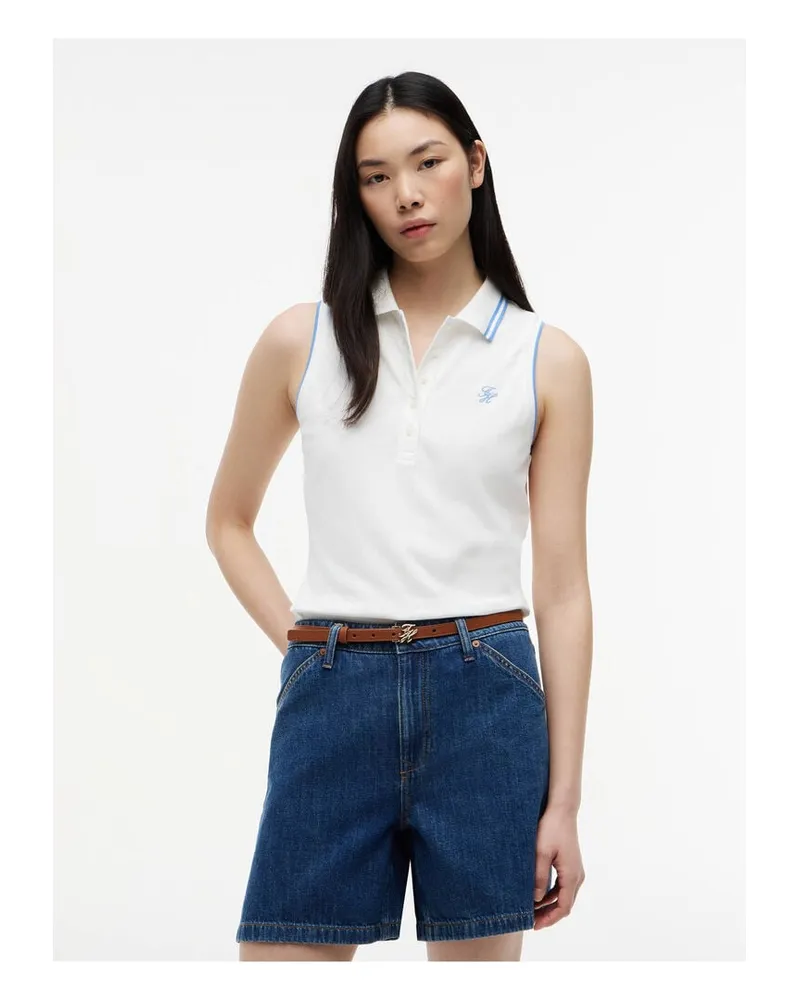 Tommy Hilfiger Damen Poloshirt ärmellos Offwhite