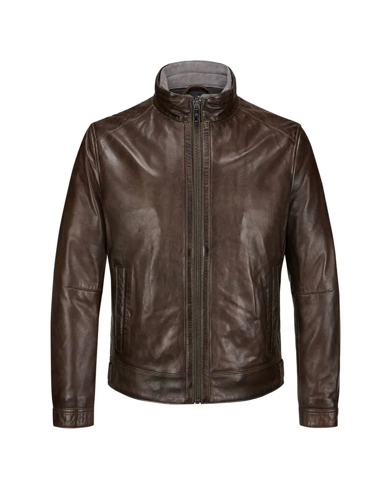 Milestone Herren Jacke MSBARNEY Regular Fit aus Leder Braun